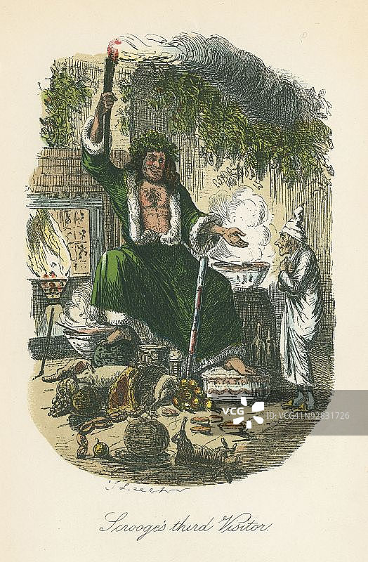 查尔斯·狄更斯《圣诞颂歌》插图图片素材