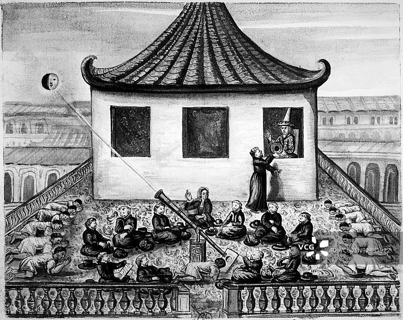 传教士投影日食的图像图片素材