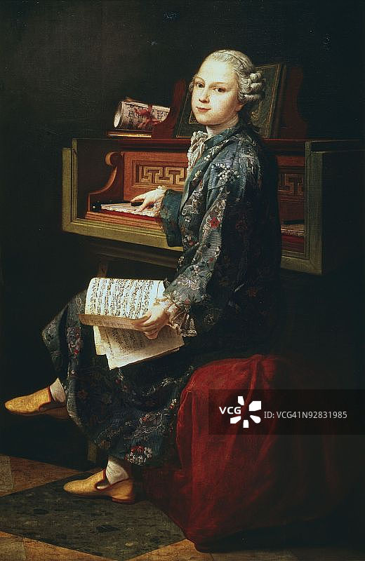 青少年音乐家男孩肖像，可能是莫扎特图片素材