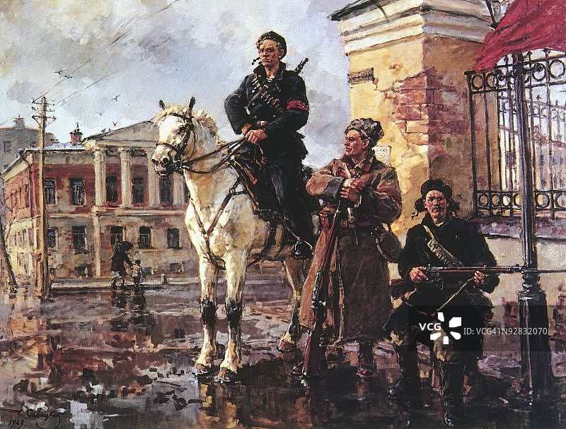 格奥尔吉·康斯坦丁诺维奇·萨维茨基的俄国革命早期绘画作品图片素材