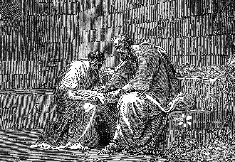 描绘狱中圣保罗的艺术作品图片素材