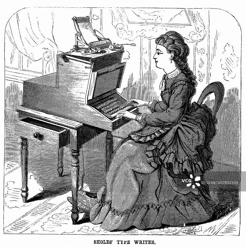 使用打字机的女性艺术作品图片素材