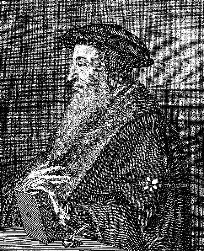 康拉德·迈耶笔下的让·加尔文肖像图片素材