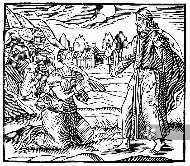 抹大拉的玛丽亚看到复活的耶稣基督显灵图片素材