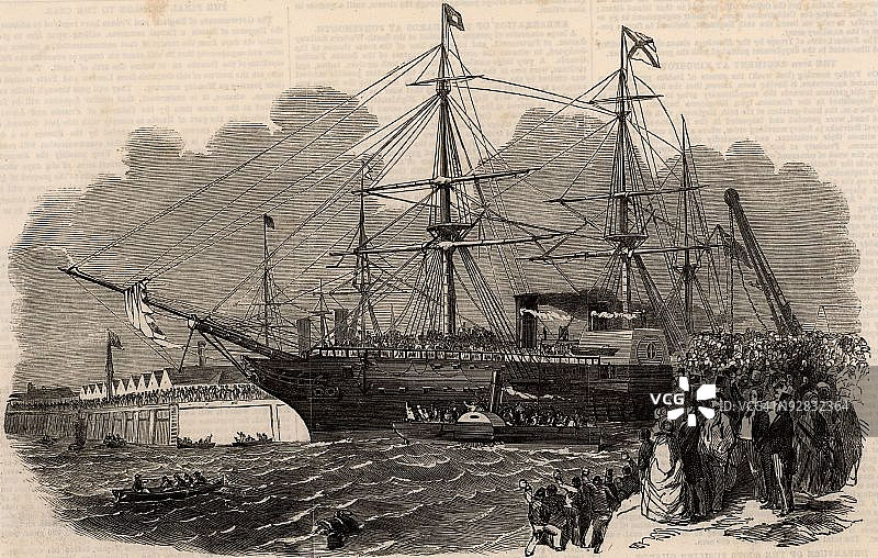 英国蒸汽船“奥里诺科号”驶往克里米亚战争的晕影图片素材