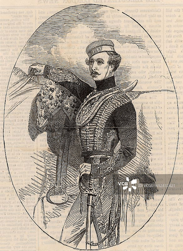 士兵刘易斯·爱德华·诺兰与马的肖像图片素材