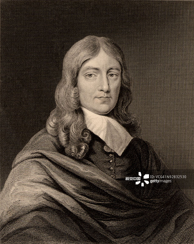 英国诗人弥尔顿的肖像图片素材