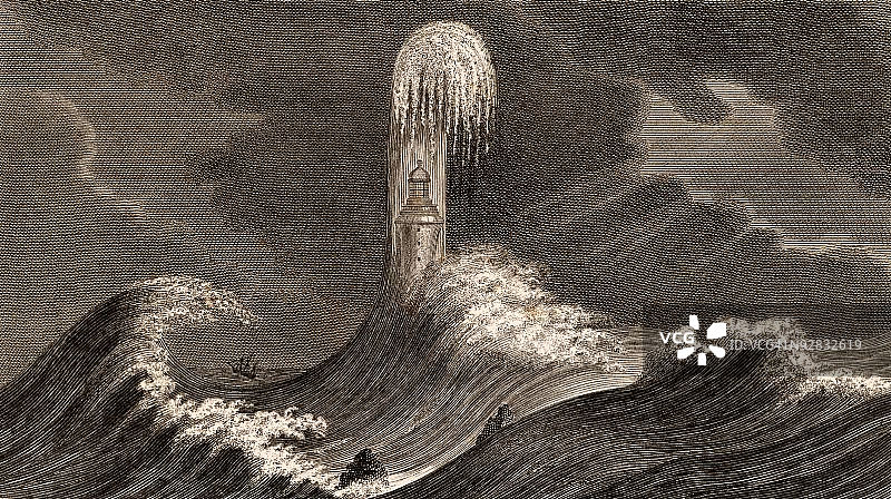 埃迪斯通灯塔的狂风巨浪图片素材