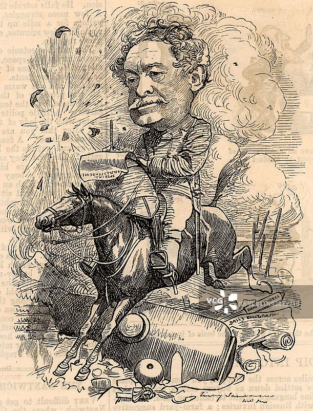 记者威廉·霍华德·罗素的卡通肖像图片素材