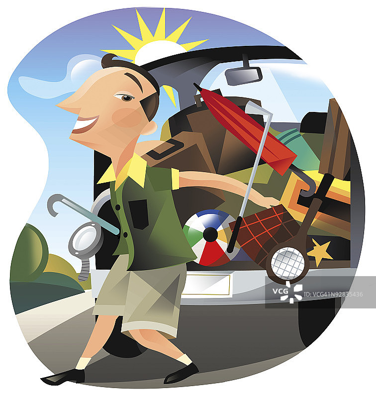 男人从SUV卸货图片素材