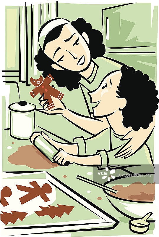 父母和孩子烘焙节日饼干图片素材