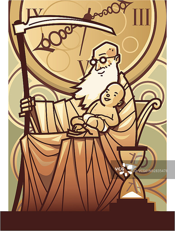 时间之父抱着新年宝宝图片素材