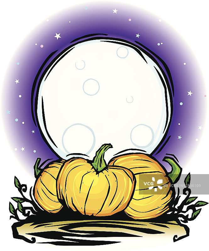 南瓜田上的满月图片素材