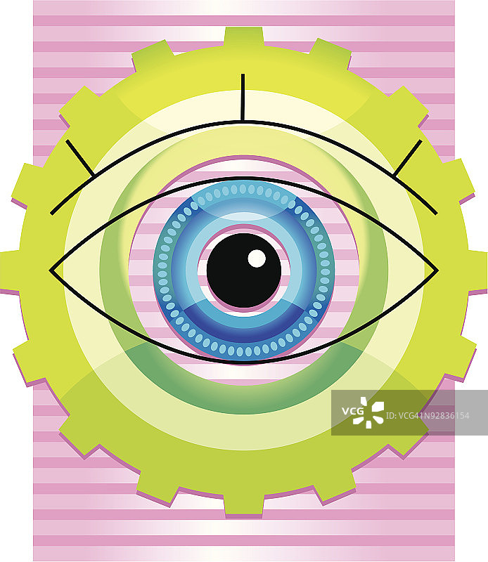 带有齿轮的眼睛蒙太奇图片素材