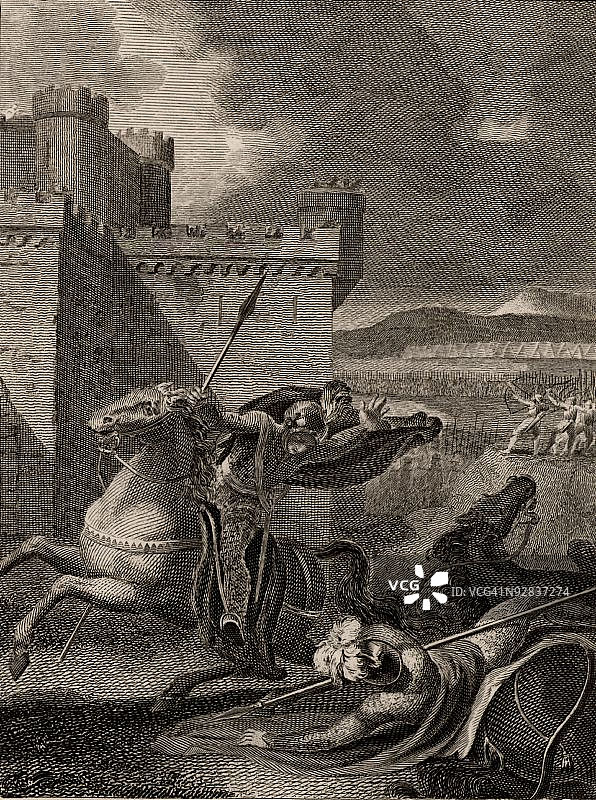 征服者威廉在战斗中被他的儿子罗伯特击落马下图片素材