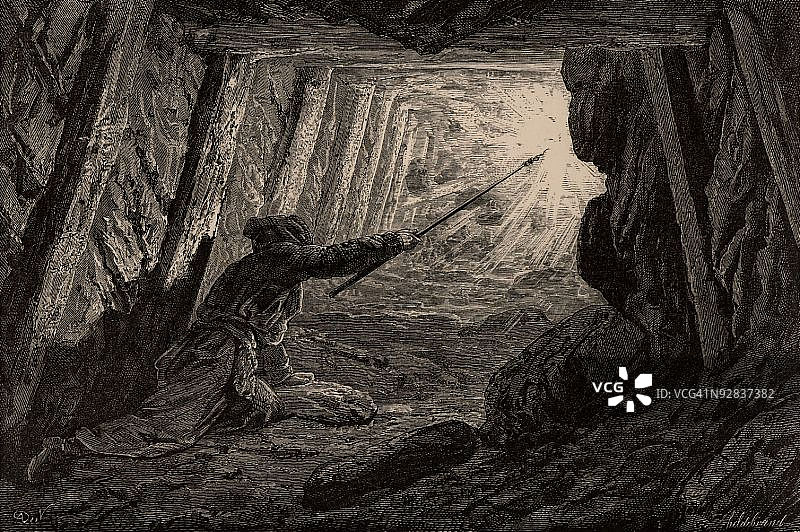 忏悔的矿工点燃矿井中的瓦斯图片素材