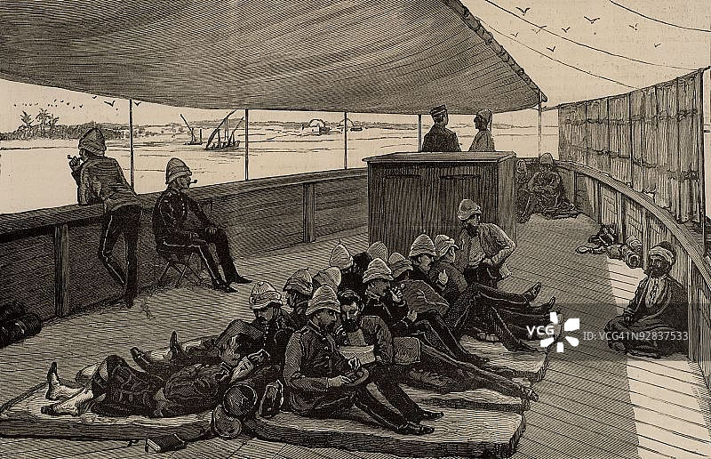 尼罗河上蒸汽船上的英国伤兵图片素材