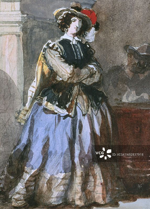 欧仁·拉米笔下的女子肖像图片素材