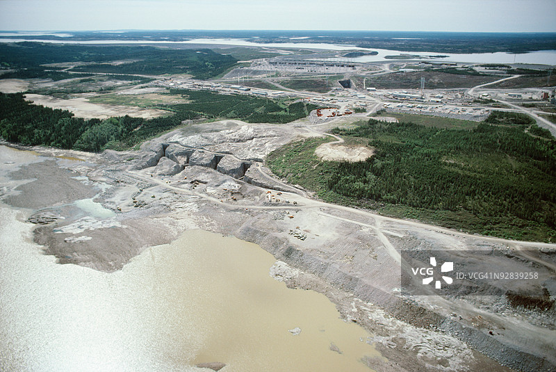 加拿大魁北克詹姆斯湾的采石场鸟瞰图图片素材