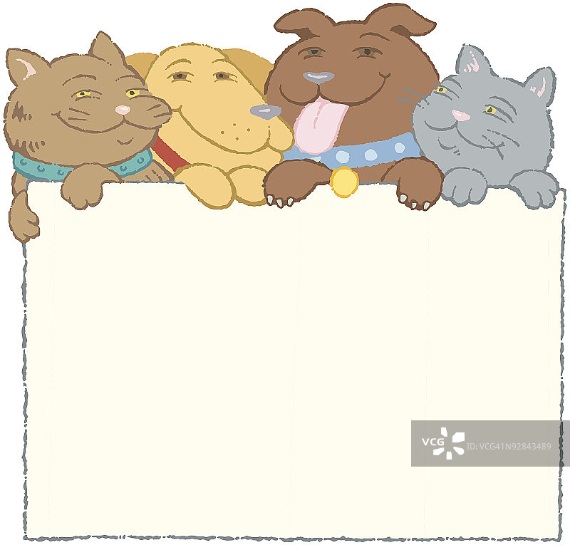 猫狗图案的边界图片素材