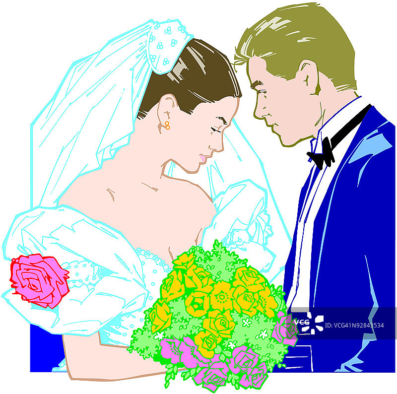 新娘和新郎面对面图片素材