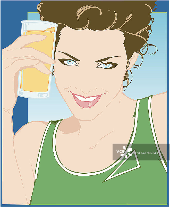 在户外喝饮料的女人图片素材