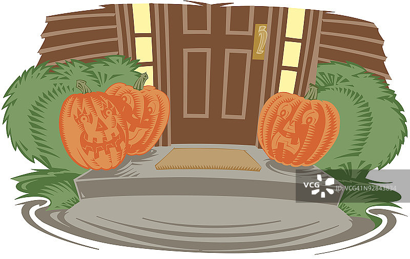 带有南瓜灯的前廊图片素材