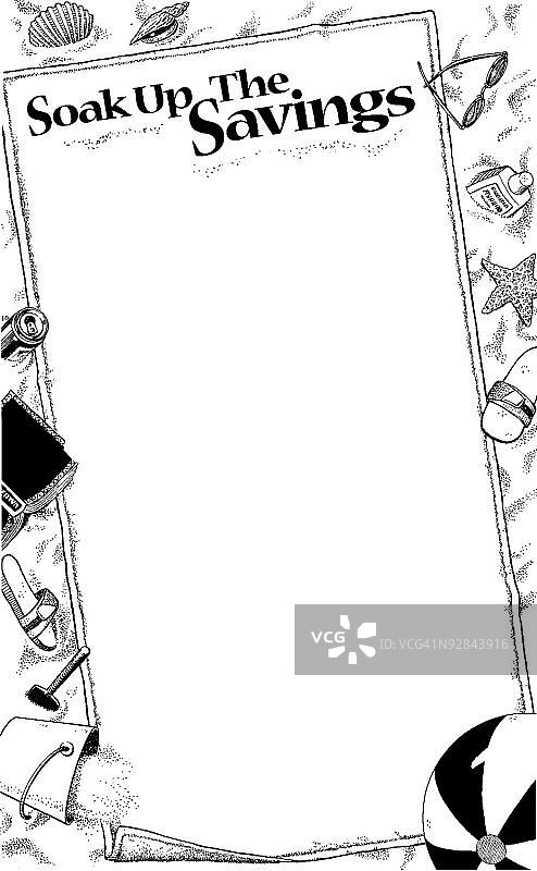 享受带有海滩边框图案的优惠图片素材