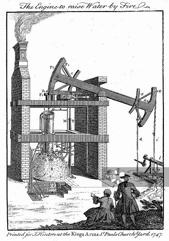 纽科门蒸汽机插画图片素材