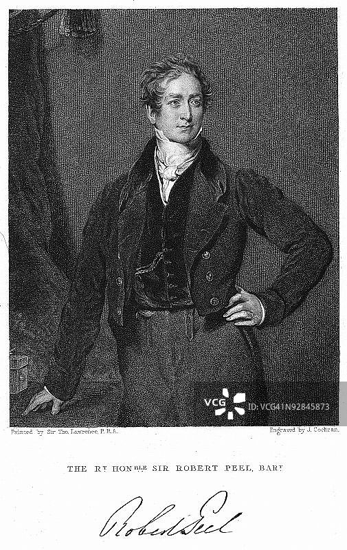 英国政治家罗伯特·皮尔肖像图片素材