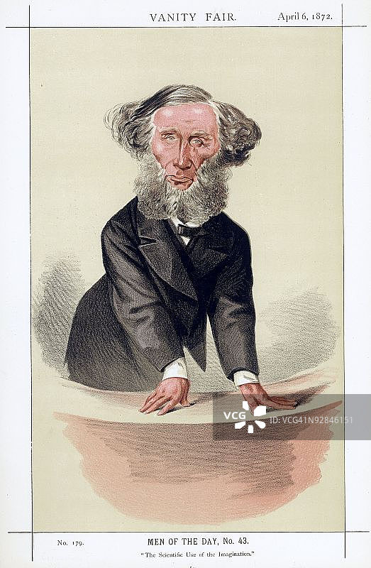 物理学家约翰·丁达尔的卡通画像图片素材