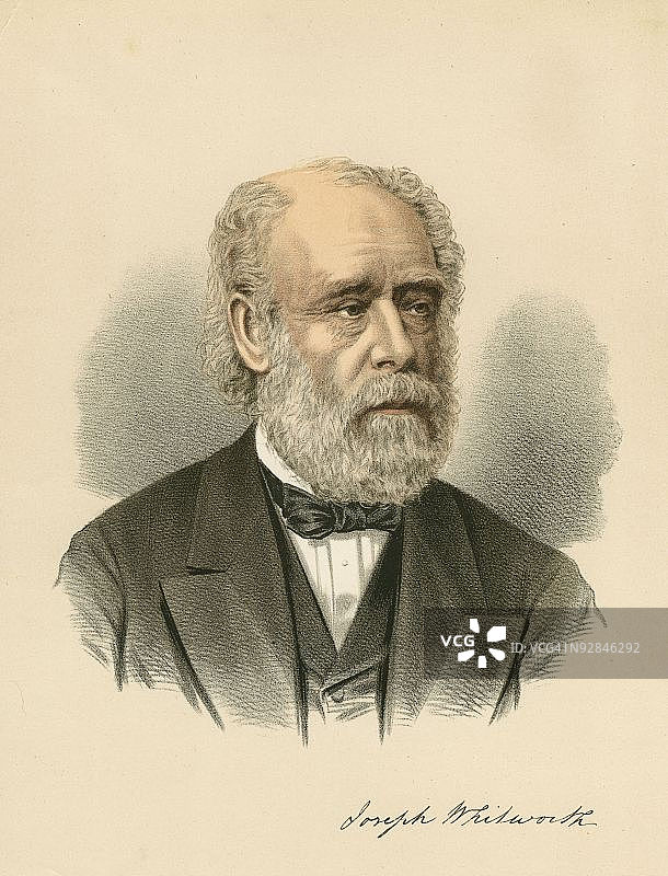 英国工程师兼发明家约瑟夫·惠特沃思肖像图片素材