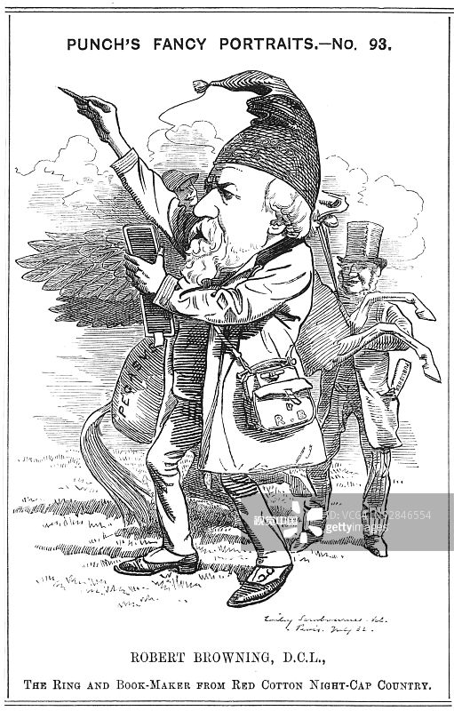 诗人罗伯特·布朗宁的漫画图片素材