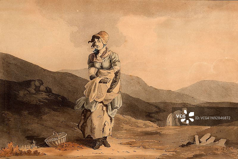 蔓越莓女孩，英国，1814年图片素材