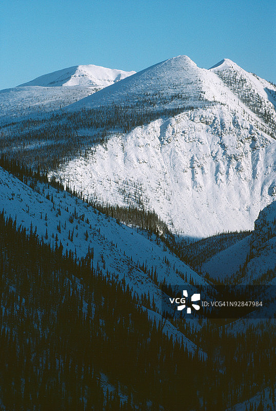 加拿大纳汉尼国家公园的雪山图片素材