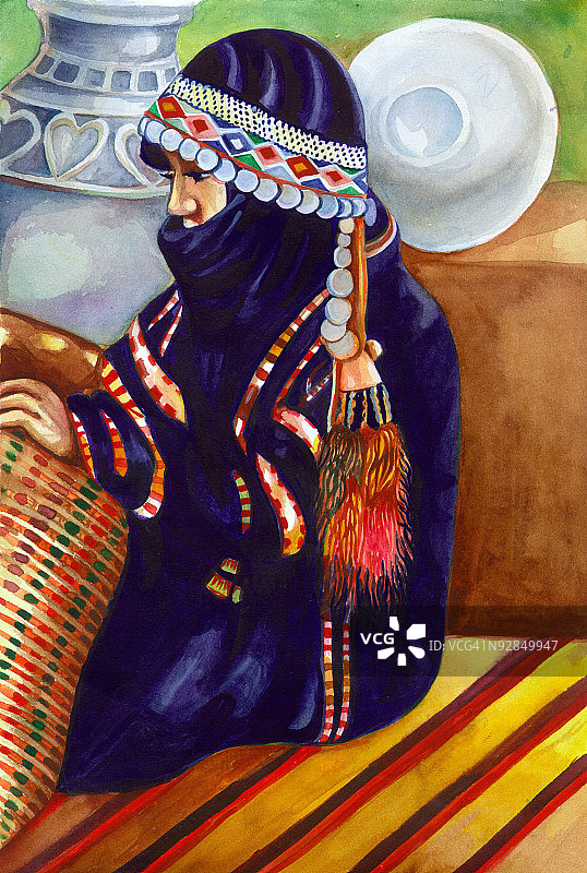 身穿中东服饰的女孩户外肖像图片素材