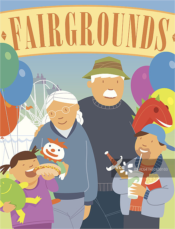 祖孙在游乐场图片素材