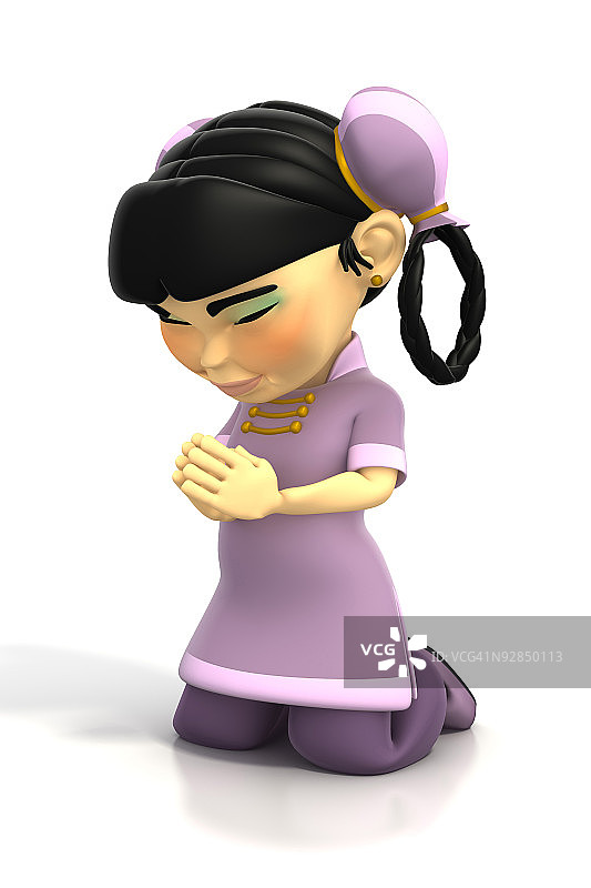 女人跪着祈祷图片素材