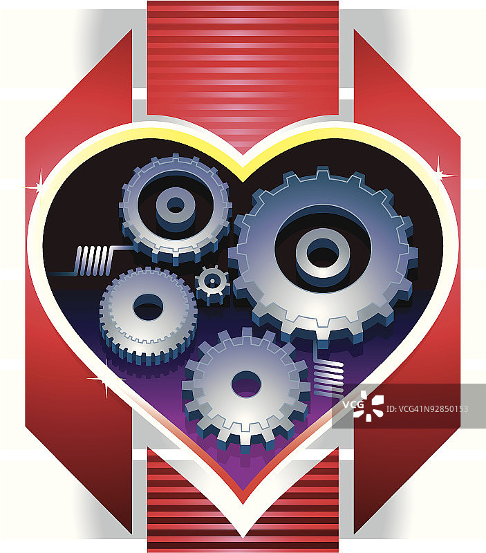 心脏内部转动的齿轮图片素材