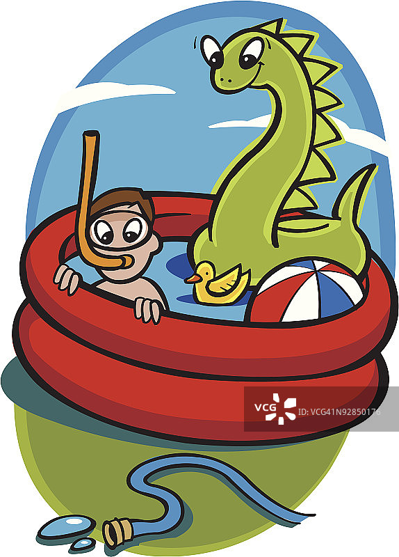 男孩在充气泳池里玩耍图片素材