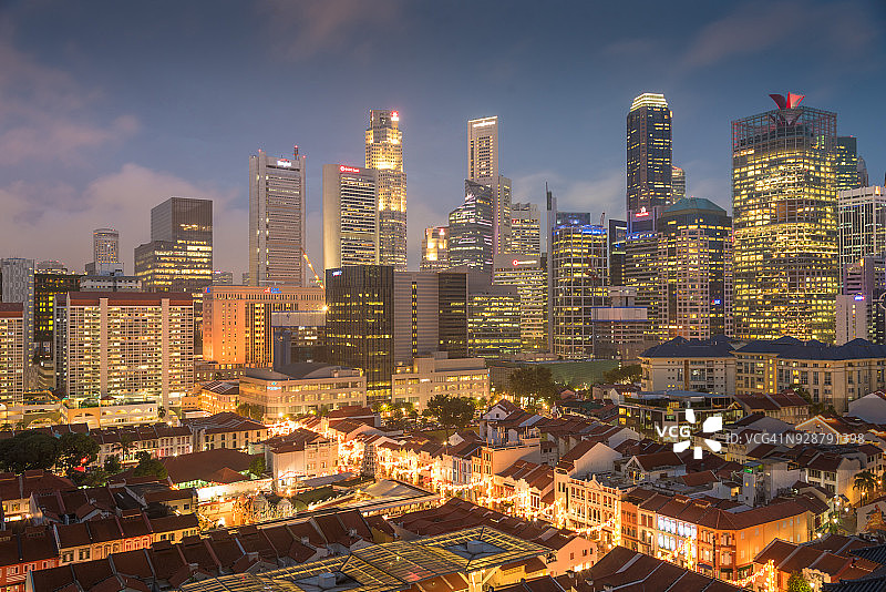 新加坡市中心CBD的天际线图片素材