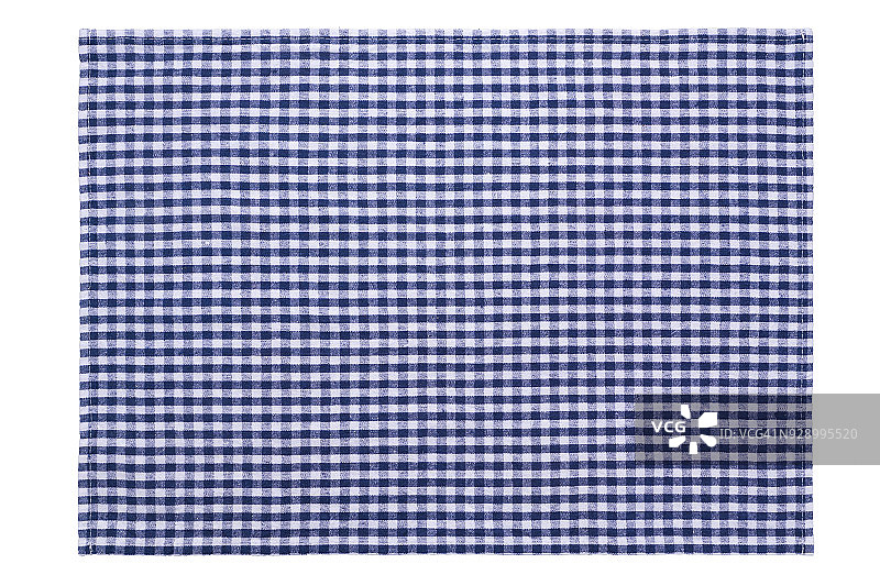 白色背景上的蓝色格子餐垫图片素材