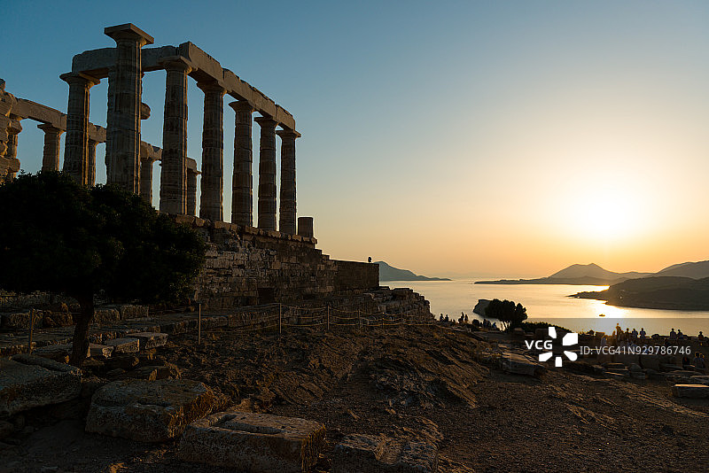 希腊苏尼翁角的日落图片素材