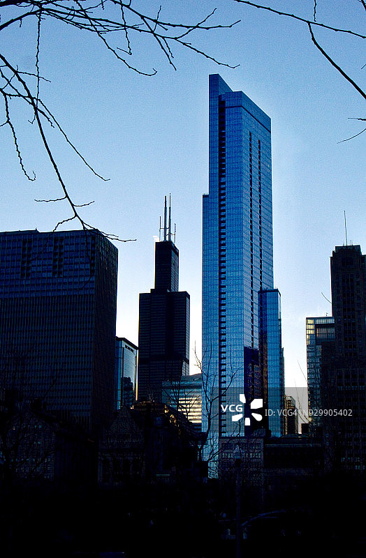 从千禧公园看到的芝加哥部分天际线图片素材