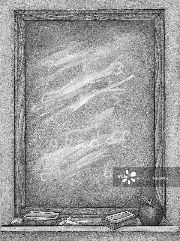 带有粉笔和板擦的黑板图片素材