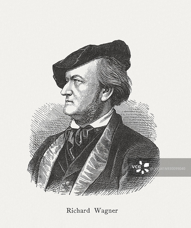 理查德·瓦格纳（德国作曲家，1813-1883），1894年发表的木刻版画图片素材