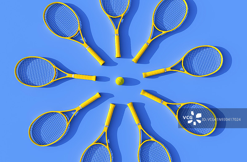 球场上的网球拍图片素材