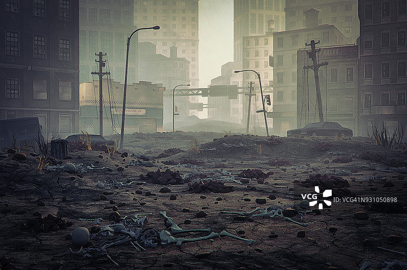 末日后的城市街道图片素材