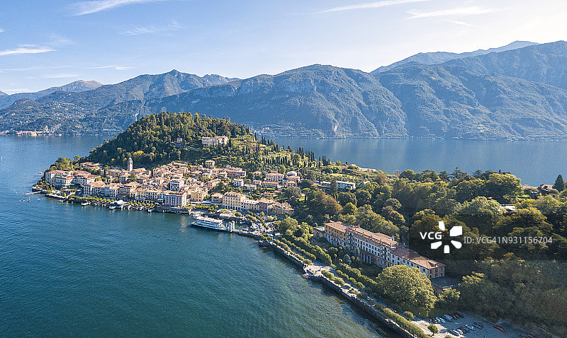 意大利科莫湖贝拉焦鸟瞰图片素材