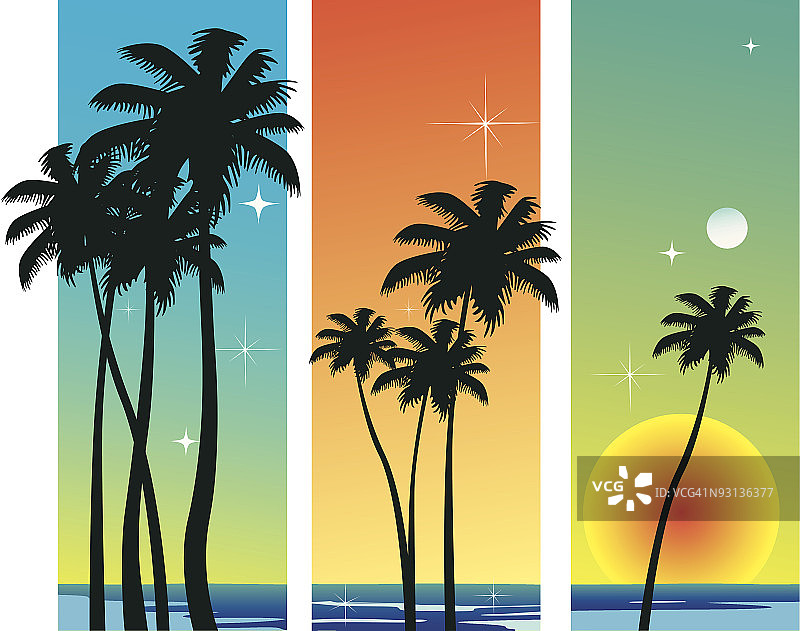 三个热带度假banner图片素材